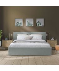 MARTIN Bett mit Stauraum für Erwachsene – Liegefläche 160 x 200 cm – Hellgrau – Lattenrost – 209 x 166 x 99 cm