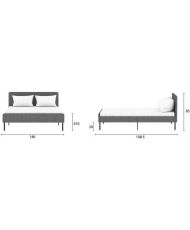 SIME-Bett für Erwachsene – 140 x 190 cm – inklusive Boxspringbett – Grau