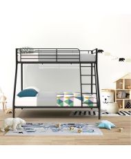 Letti a castello in metallo - Nero - Molle incluse - 90/140 x 190 cm - BRUCE