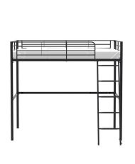 Lit mezzanine en métal ELIOT - Noir - Sommier inclus - 140 x 200 cm