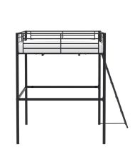 Lit mezzanine en métal ELIOT - Noir - Sommier inclus - 140 x 200 cm