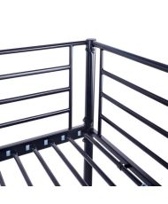 Cama alta de metal ELIOT - Negro - Base incluida - 140 x 200 cm