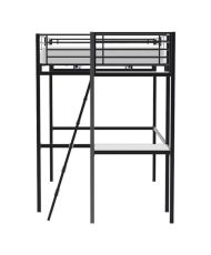 Loft bed with epoxy metal desk - Black - Box spring included - 140 x 190 cm - OXFORD
