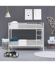 Teilbare Etagenbetten aus Metall – Weiß – Boxspringbetten inklusive – 2 x 90 x 190 cm – ABBY