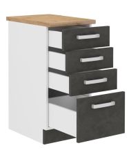 4-drawer base unit with worktop - Matt gray - 40 x 51.6 x 85 cm - LASSEN