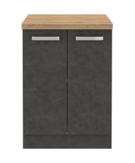 Base unit with 2 hinged doors - Matt gray - 60 x 51.6 x 85 cm - LASSEN