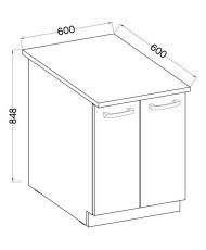 Base unit with 2 hinged doors - Matt gray - 60 x 51.6 x 85 cm - LASSEN