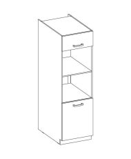 Meuble colonne four 2 portes battantes - Gris - 60 x 57 x 210 cm - LASSEN