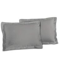 2 Taies d'Oreillers 100% coton 50 x 70 cm - Gris clair