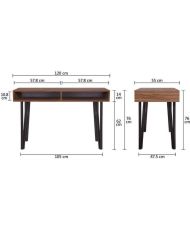 Scrivania LOFTY - MDF - Noce - Gambe in metallo nero - 2 nicchie portaoggetti - 120 x 55 x 76 cm