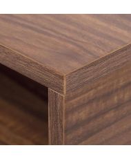 LOFTY-Schreibtisch – MDF – Walnuss – schwarze Metallbeine – 2 Aufbewahrungsnischen – 120 x 55 x 76 cm