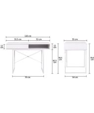 SACHA Schreibtisch – Melamin – Weiß – 1 Schublade – 110 x 50 x 77 cm