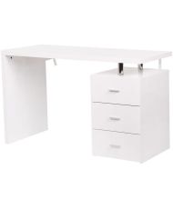 Schreibtisch mit 3 Schubladen – MINISTER – MDF-Melaminbeschichtung und weißer Hochglanz-UV-Lack – 120 x 55 x 76 cm