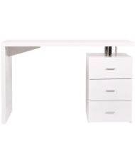 Schreibtisch mit 3 Schubladen – MINISTER – MDF-Melaminbeschichtung und weißer Hochglanz-UV-Lack – 120 x 55 x 76 cm