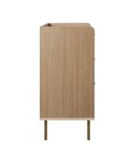 LINE Sideboard – Holz und Schwarz – 2 Türen + 3 Schubladen – 140 x 40 x 80 cm