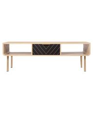 Rechteckiger Couchtisch – Eiche und Muster – Elegance – 2 Schubladen und 2 Nischen – 120 cm LINE