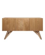 Buffet SAWYER - placage frene - 3 portes - style scandinave - 160 x 42 x 85 cm