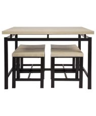 VENUS Tisch + 4 Hocker-Set – Rechteckig – Wabenplatten aus Holzimitat – 110 x 70 x 75 cm