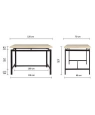 VENUS Conjunto Mesa + 4 Taburetes - Rectangular - Paneles imitación madera alveolar - 110 x 70 x 75 cm