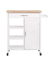 Carrello da cucina 1 anta 1 cassetto 3 in legno della gomma - Laccato bianco - 74 x 47 x 91 cm - ENZO