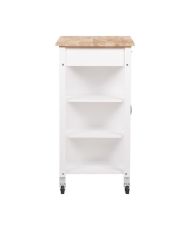 Carrello da cucina 1 anta 1 cassetto 3 in legno della gomma - Laccato bianco - 74 x 47 x 91 cm - ENZO