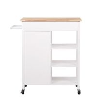 Carrello da cucina 1 anta 1 cassetto 3 in legno della gomma - Laccato bianco - 74 x 47 x 91 cm - ENZO