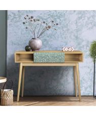Schreibtisch mit 1 GARDENIA-Schublade – Eiche und Grün – Beine aus Massivholz – 120 x 55 x 75 cm