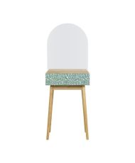 Coiffeuse 1 tiroir 1 miroir - chêne et vert - Pieds en bois massif - 50 x 40 x 135 cm - GARDENIA