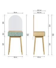 Coiffeuse 1 tiroir 1 miroir - chêne et vert - Pieds en bois massif - 50 x 40 x 135 cm - GARDENIA