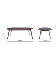 2 ovale Couchtische – Walnuss- und gelbe Holzimitation – JASON – 120 x 70 x 43 cm und 66 x 42 x 33 cm