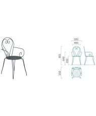 4 Fauteuils de jardin romantique empilable en fer forgé - Vert