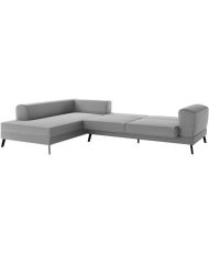 Canapé d'angle gauche convertible IMPERIA5 places - gris clair - 2 coffres de rangement - 304 x 212 x 86 cm
