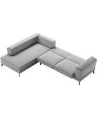 5-Sitzer-Sofa IMPERIA, umwandelbares linkes Ecksofa – hellgrauer Stoff – 2 Aufbewahrungsboxen – 304 x 212 x 86 cm
