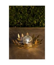 Nenuphar solaire GALIX G4495 - Metal, Or et Verre craquelé - 7 Lumens - 26 cm