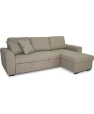 Canapé d'angle convertible réversible 4 places - Tissu beige - 244 x 151 x 90 - HAMILTON
