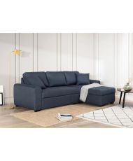 Canapé d'angle convertible réversible - 4 places - Tissu Bleu - HAMILTON - 244 x 151 x 90