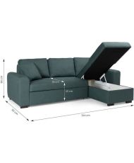 Canapé d'angle convertible réversible 4 places - Tissu Vert - 244 x 151 x 90 - HAMILTON