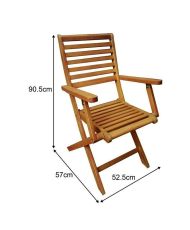 4 folding garden armchairs in Acacia - Solid wood - Brown - Exotic style