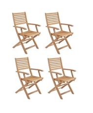 4 klappbare Gartensessel aus Akazie – Massivholz – Braun – Exotischer Stil