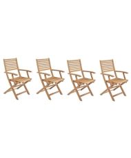 4 folding garden armchairs in Acacia - Solid wood - Brown - Exotic style
