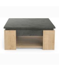 Ensemble Salon AUSTIN : Table basse + Banc TV + Enfilade 2 portes - chêne Hamilton et gris