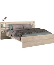 ESCALE Erwachsenenbett 160 x 200 cm – Japanische Eiche – 2 Schubladen + Kopfteil – 222,8 x 98,2 x 216,8 cm
