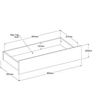 ESCALE Erwachsenenbett 160 x 200 cm – Japanische Eiche – 2 Schubladen + Kopfteil – 222,8 x 98,2 x 216,8 cm
