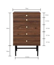 Kommode mit 4 Schubladen und Spiegel – Walnuss – Metallbeine – 50 x 39,5 x 80 – LODGE