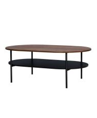 Tavolino a 2 piani - Noce e gamba in metallo - 110 x 70 x 40 - LODGE