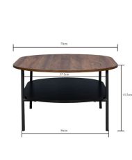 Couchtisch mit 2 Platten – Walnuss und Metallbeine – 110 x 70 x 40 – LODGE