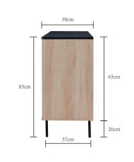 Buffet 3 portes - bois et noir - Pieds métal - MEMPHIS - 140 x 39 x 82,80 cm