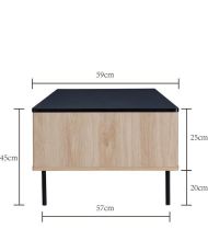 Couchtisch mit 1 Schublade – Dekor aus Holz und Schwarz