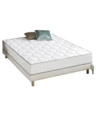 Spring mattress + box spring set 140 x 190 cm - Balanced comfort - Thickness 23 cm - Gray braid