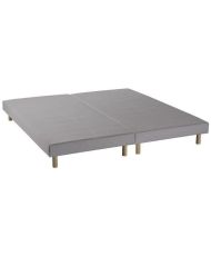 Gepolsterte Lattenroste 2 x 80 x 200 – Graues Massivholz + Füße